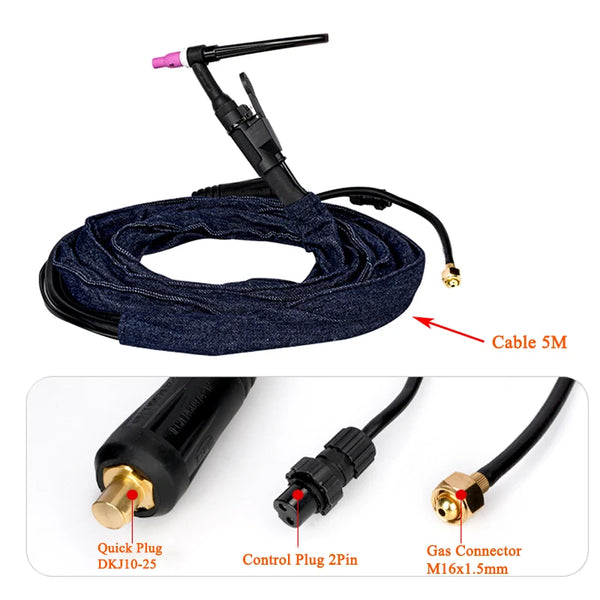 WP17 TIG 5m Welding Gun for WS TIG180/200/250 Welding Machine TA-K169